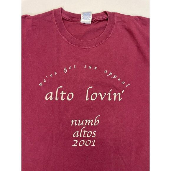 VINTAGE Alto Lovin Numb Altos 2001 Graphic T-shirt Men Large Red Short Sleeve - Picture 2 of 5